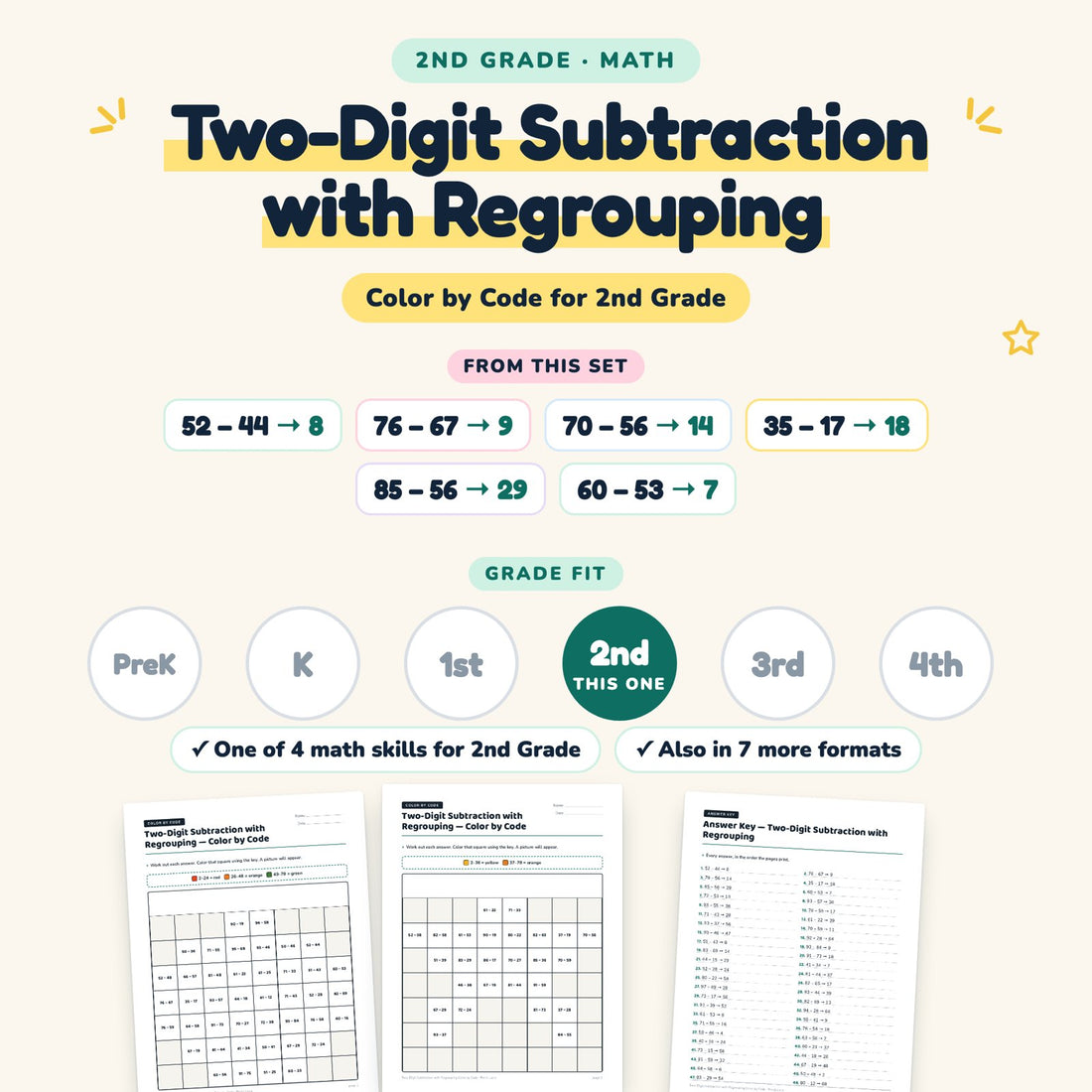 Two-Digit Subtraction with Regrouping: skill and grade fit