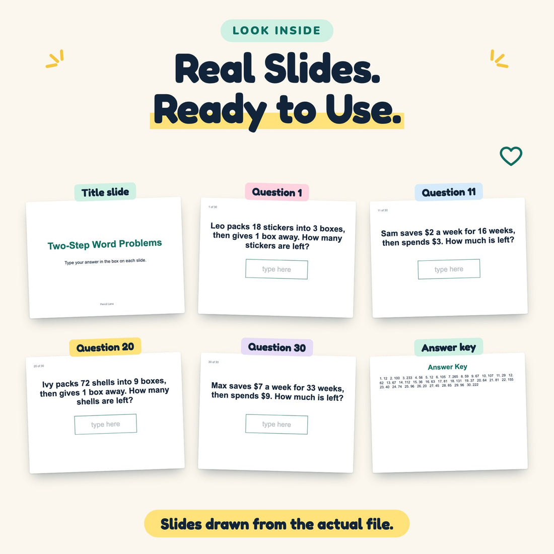 Two-Step Word Problems digital deck: look inside
