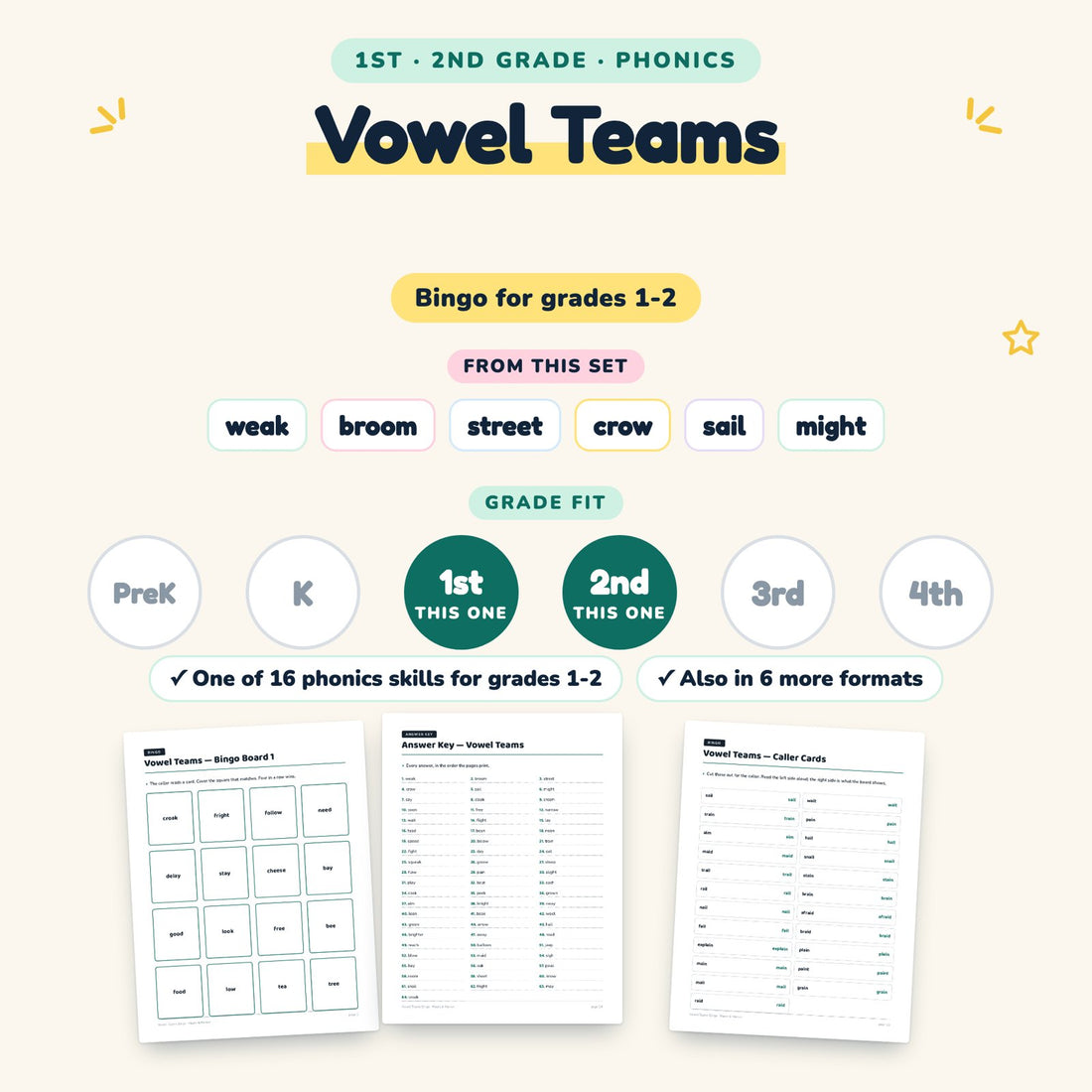 Vowel Teams: skill and grade fit