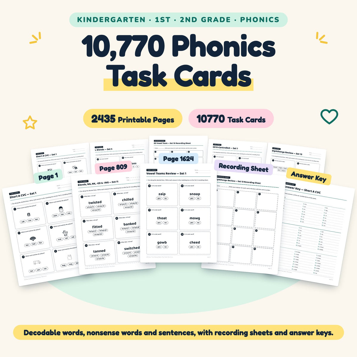 10,770 Phonics Task Cards Bundle — cover