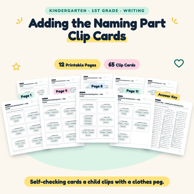 Adding the Naming Part Clip Cards | K–1st Grade (26 Cards) — cover