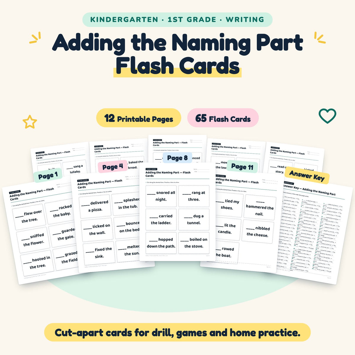 Adding the Naming Part Flash Cards | K–1st Grade (26 Cards) — cover