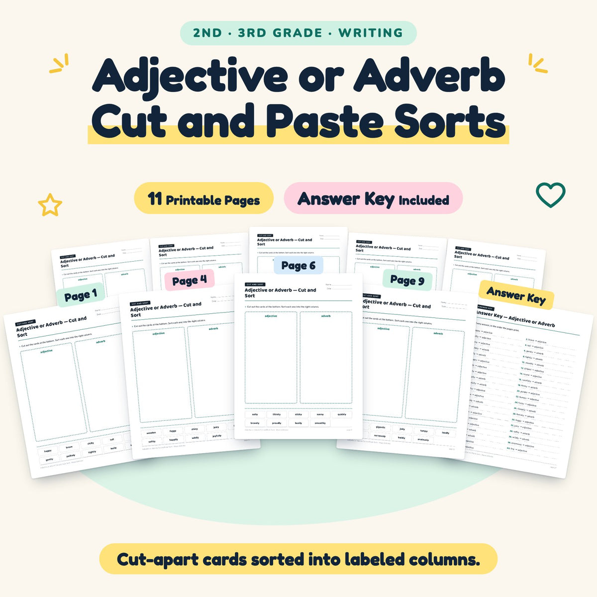 Adjective or Adverb Cut and Paste Sorts | 2nd–3rd Grade — cover
