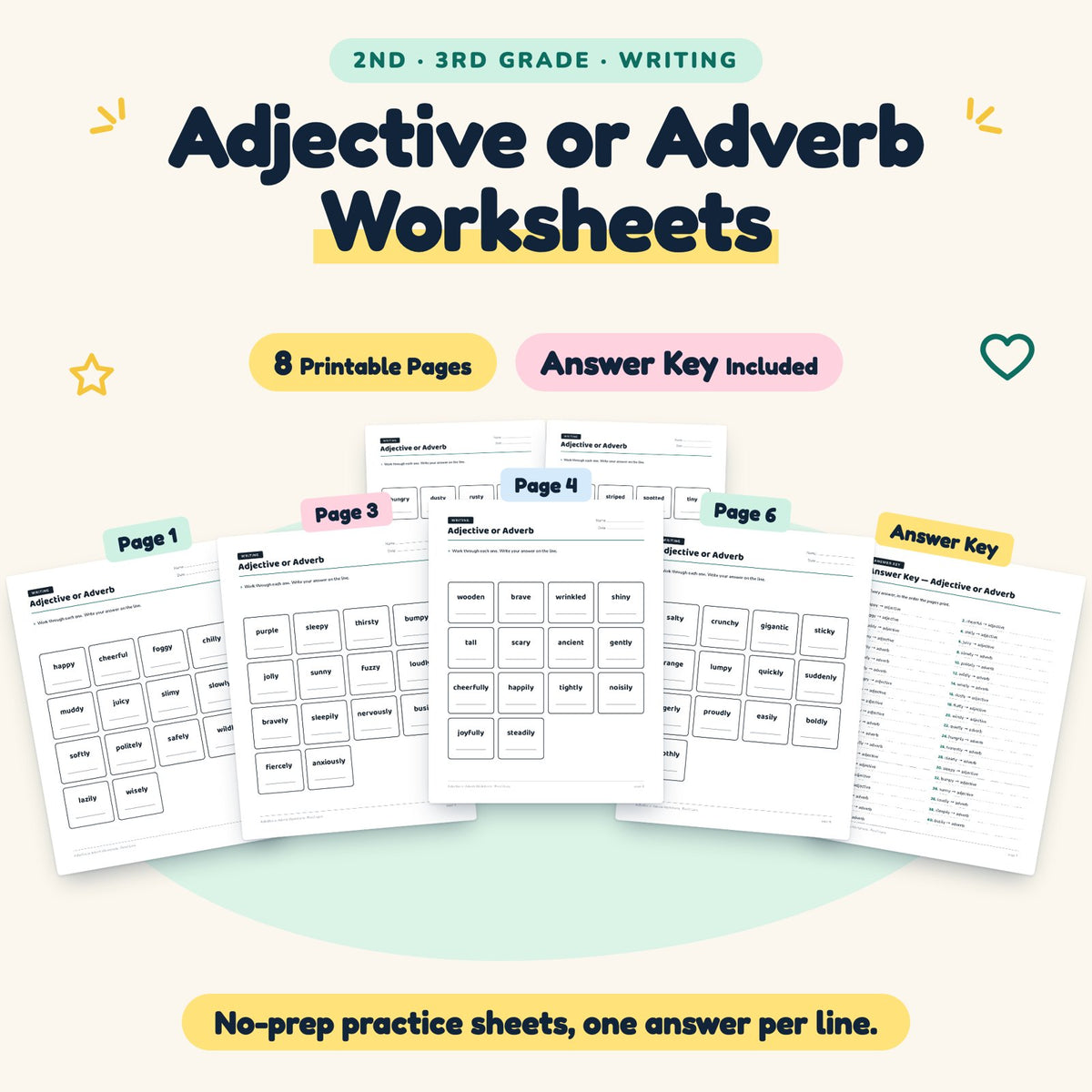 Adjective or Adverb Worksheets | 2nd–3rd Grade (4 Pages) — cover
