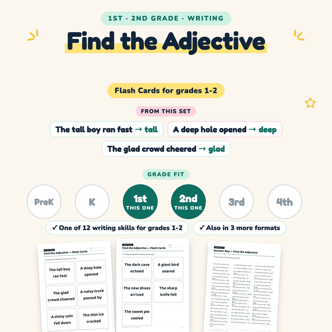Find the Adjective: skill and grade fit