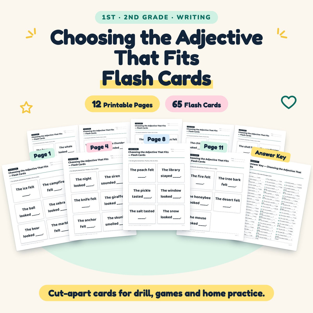 Choosing the Adjective That Fits Flash Cards | 1st–2nd Grade — cover