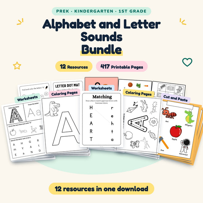 Alphabet and Letter Sounds BUNDLE | PreK–1st Grade (12 Resources) — cover