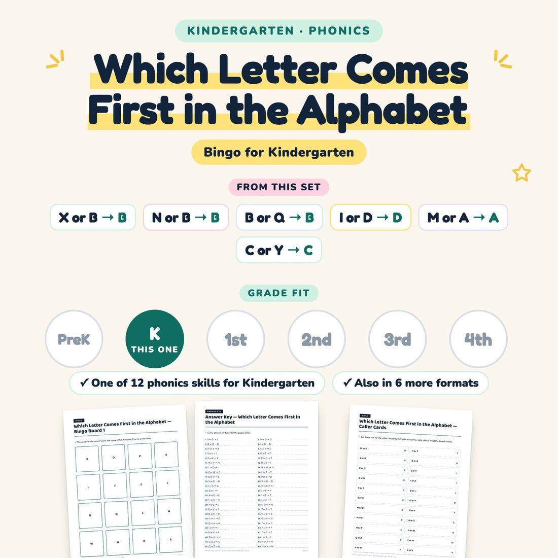 Which Letter Comes First in the Alphabet: skill and grade fit