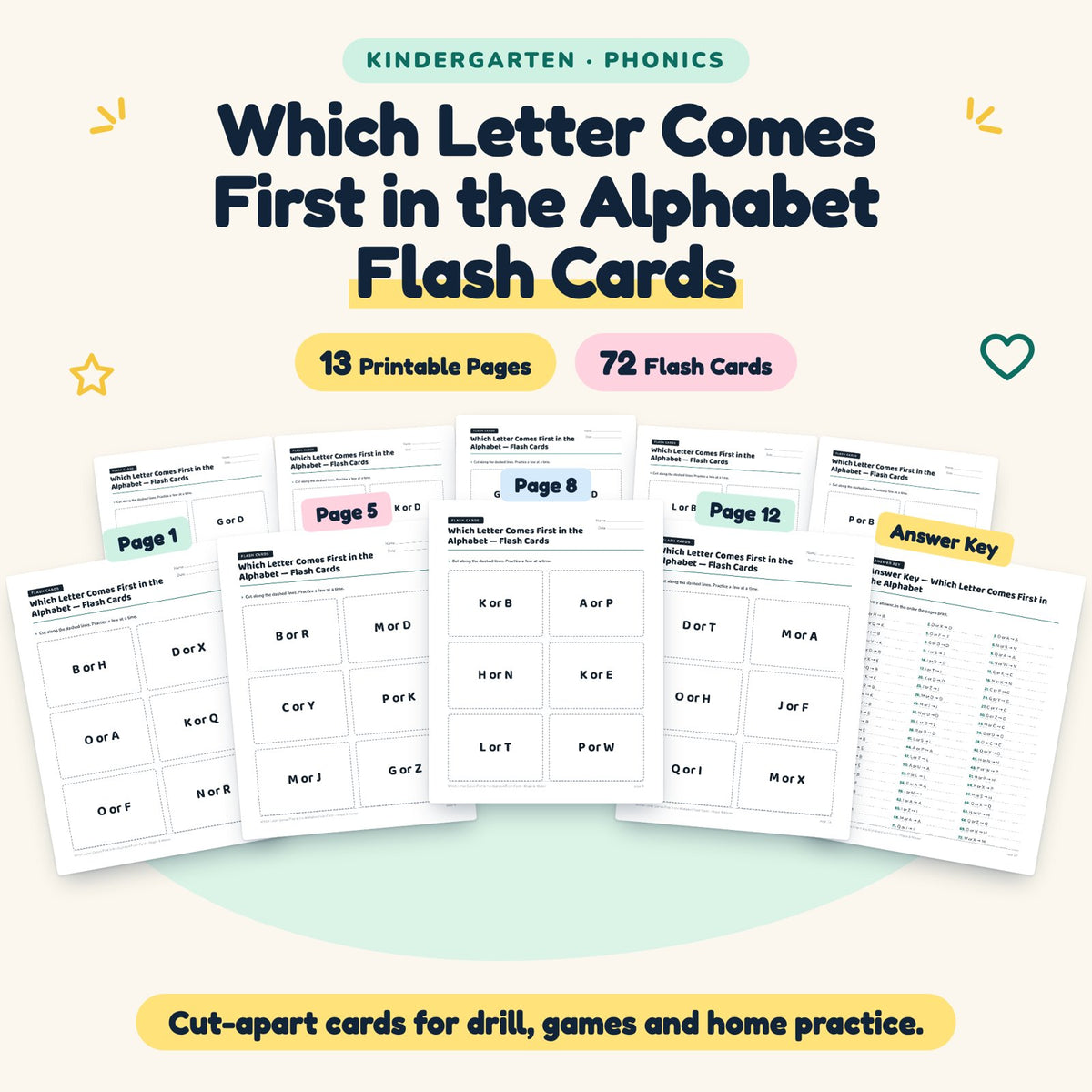 Which Letter Comes First in the Alphabet Flash Cards | Kindergarten — cover