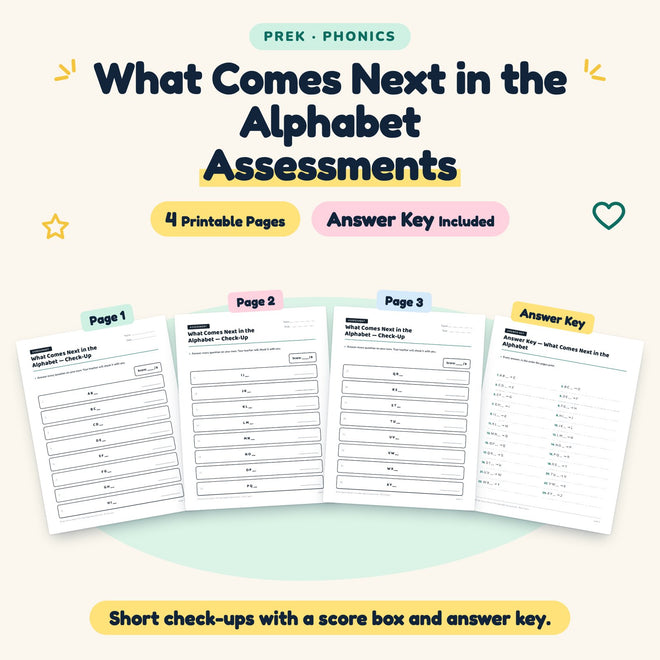 What Comes Next in the Alphabet Assessments | Preschool — cover