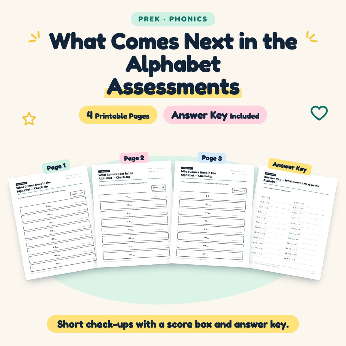 What Comes Next in the Alphabet Assessments | Preschool — cover