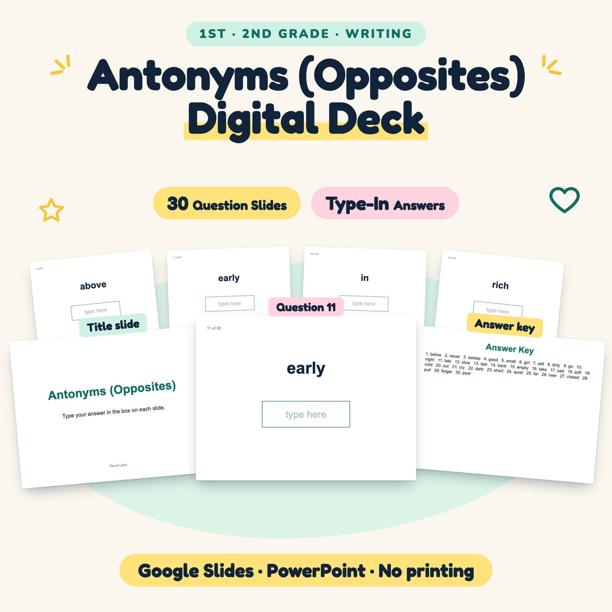 Antonyms Digital Activity | Google Slides, 1st–2nd Grade — cover