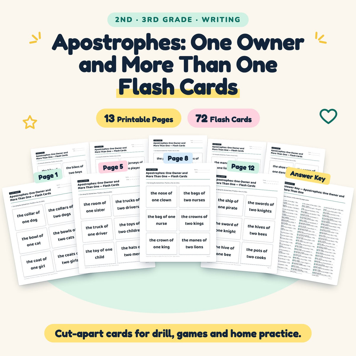 Apostrophes Flash Cards | 2nd–3rd Grade Grammar (35 Cards) — cover