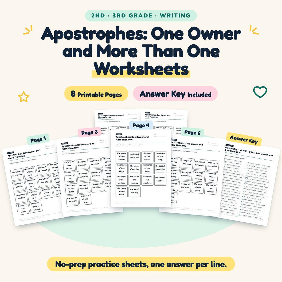 Apostrophes Worksheets | 2nd–3rd Grade Grammar (4 Pages) — cover