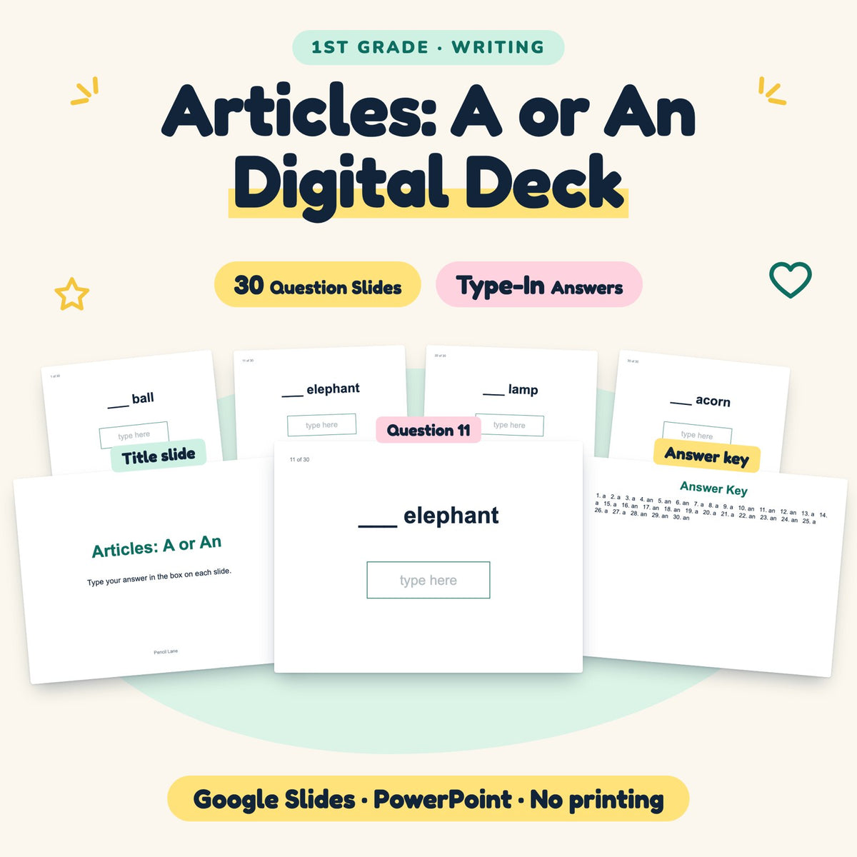 Articles Digital Activity | Google Slides, 1st Grade — cover