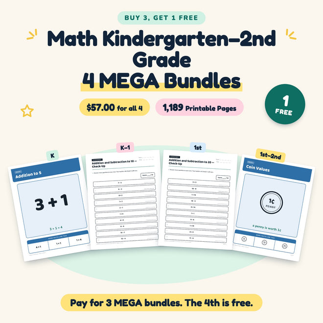 Buy 3 Get 1 FREE | Math K, K–1st, 1st, 1st–2nd MEGAs (B06) — cover