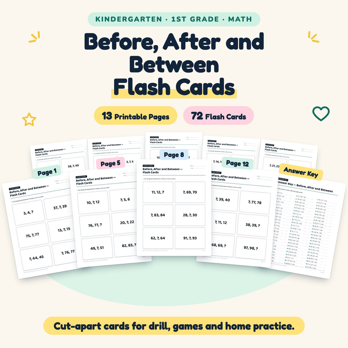 Before, After and Between Flash Cards | K–1st Grade Math — cover