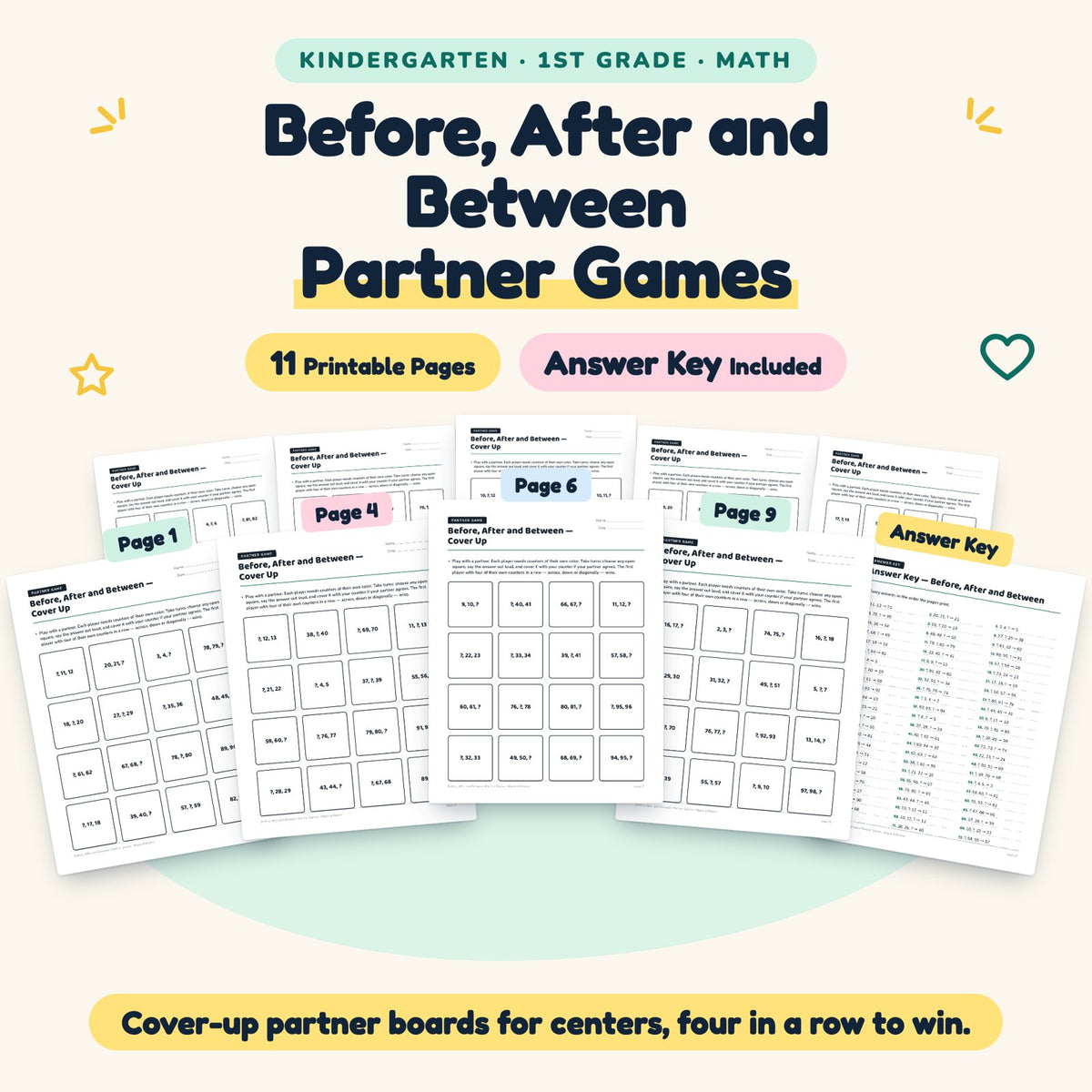 Before, After and Between Partner Games | K–1st Grade Math — cover