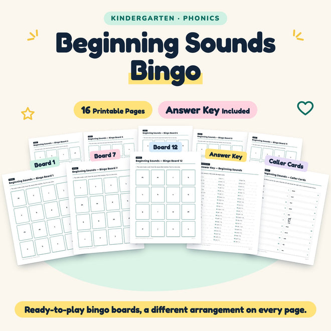 Beginning Sounds Bingo | Kindergarten Phonics (15 Pages) — cover