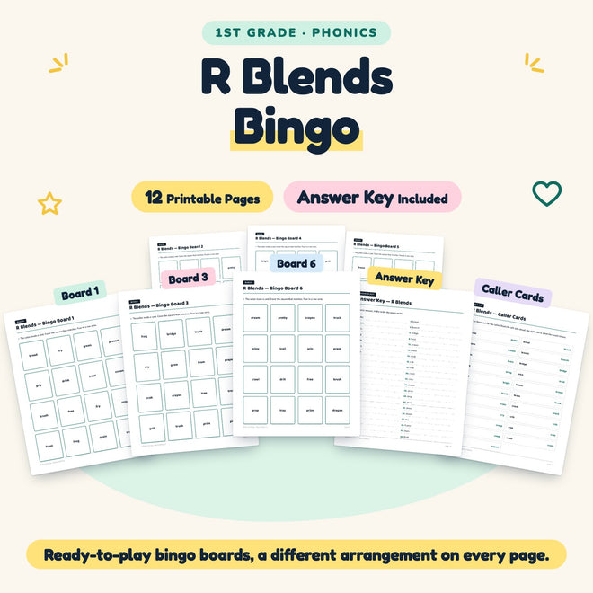 R Blends Bingo | 1st Grade Phonics (6 Pages) — cover