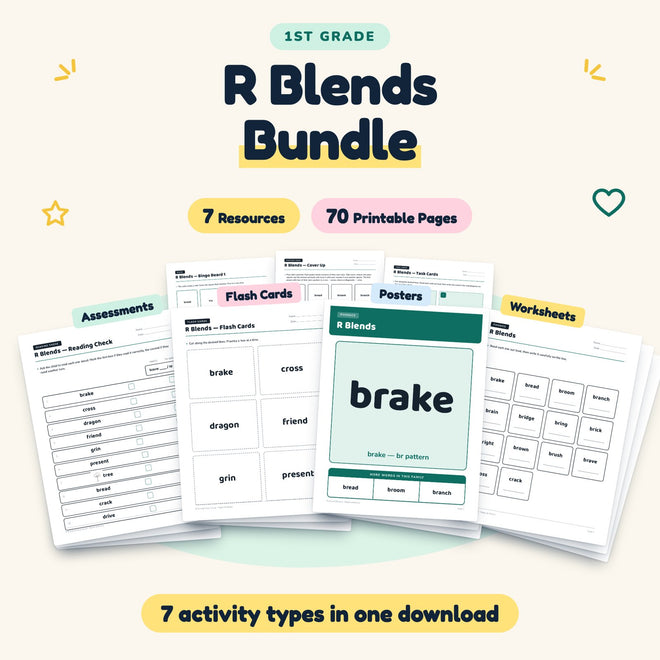R Blends Bundle | 1st Grade Phonics (7 Resources, 48 Pages) — cover