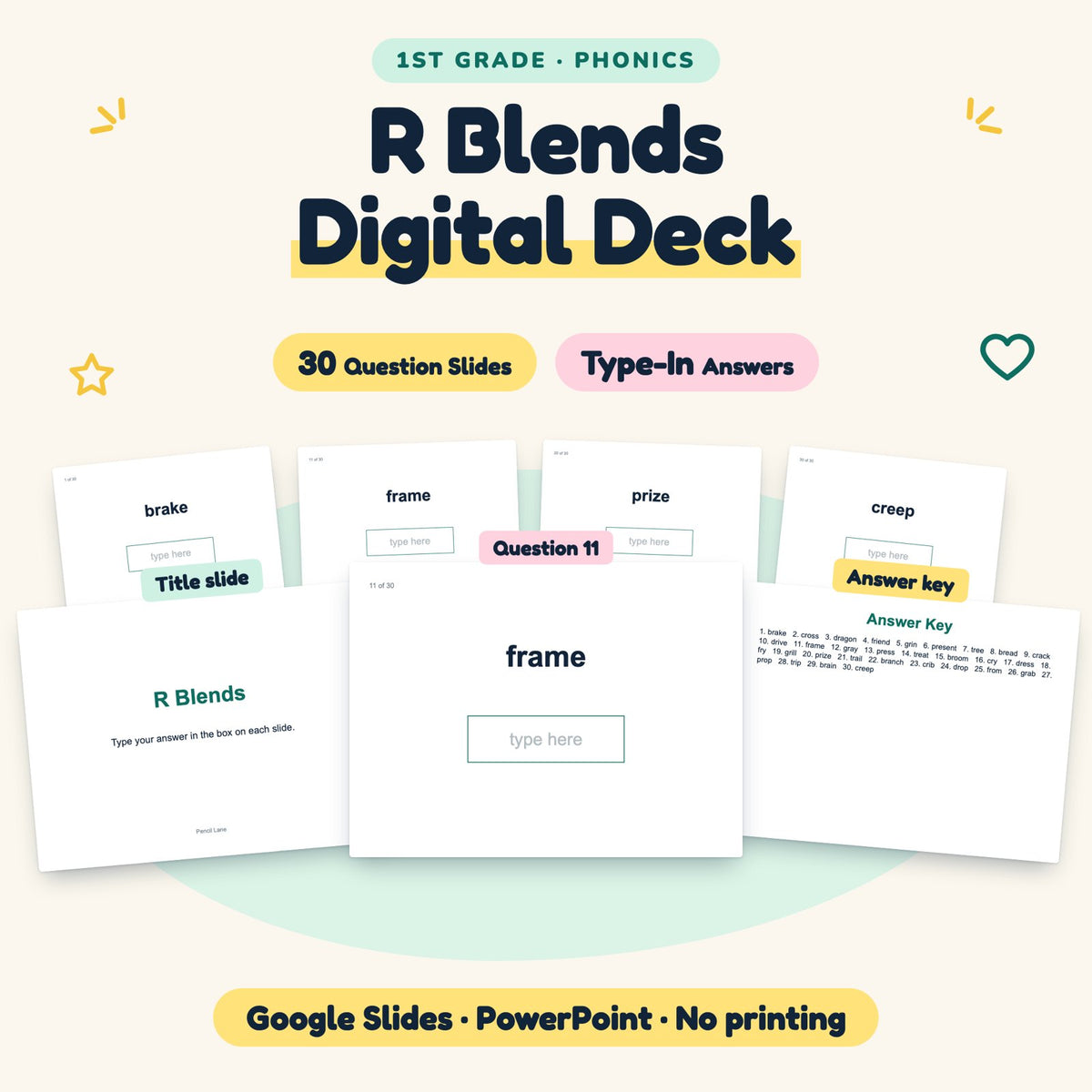 R Blends Digital Activity | Google Slides, 1st Grade — cover