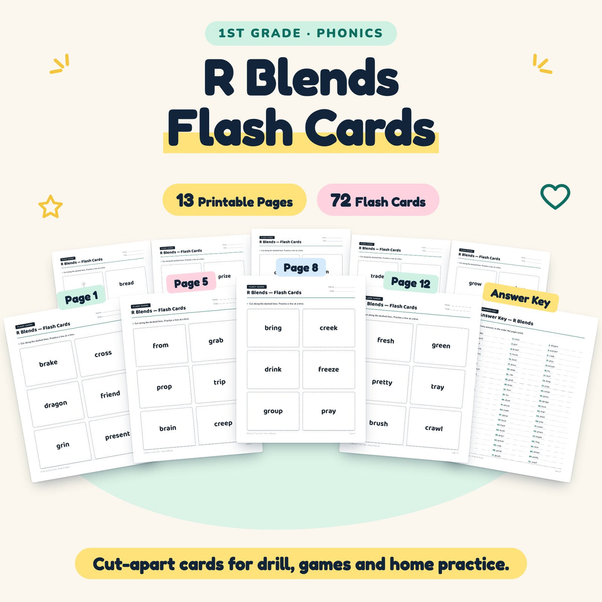 R Blends Flash Cards | 1st Grade Phonics (42 Cards) — cover