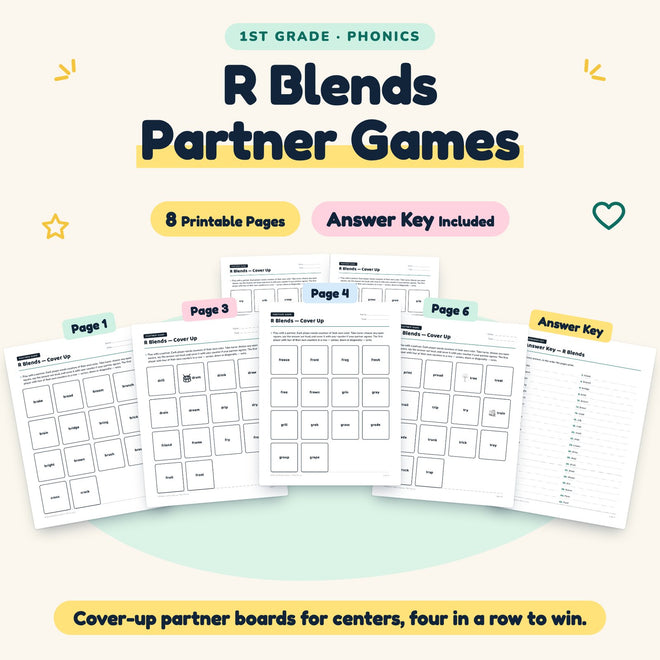 R Blends Partner Games | 1st Grade Phonics (4 Pages) — cover