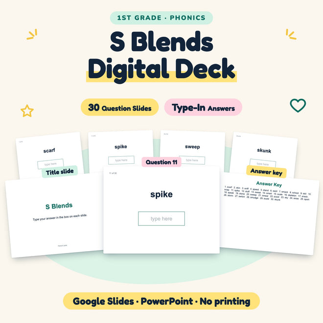 S Blends Digital Activity | Google Slides, 1st Grade — cover