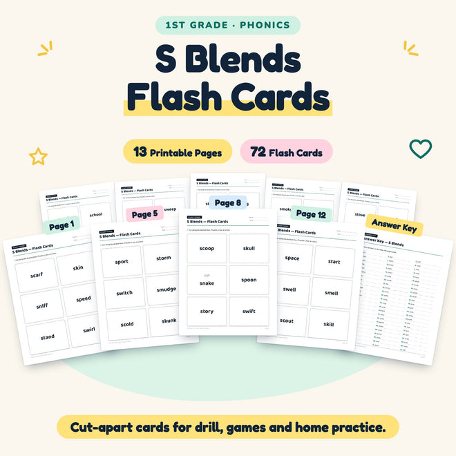 S Blends Flash Cards | 1st Grade Phonics (42 Cards) — cover