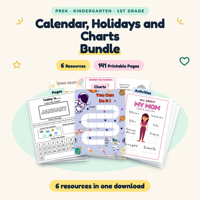 Calendar, Holidays and Charts BUNDLE | PreK–1st Grade (6 Resources) — cover