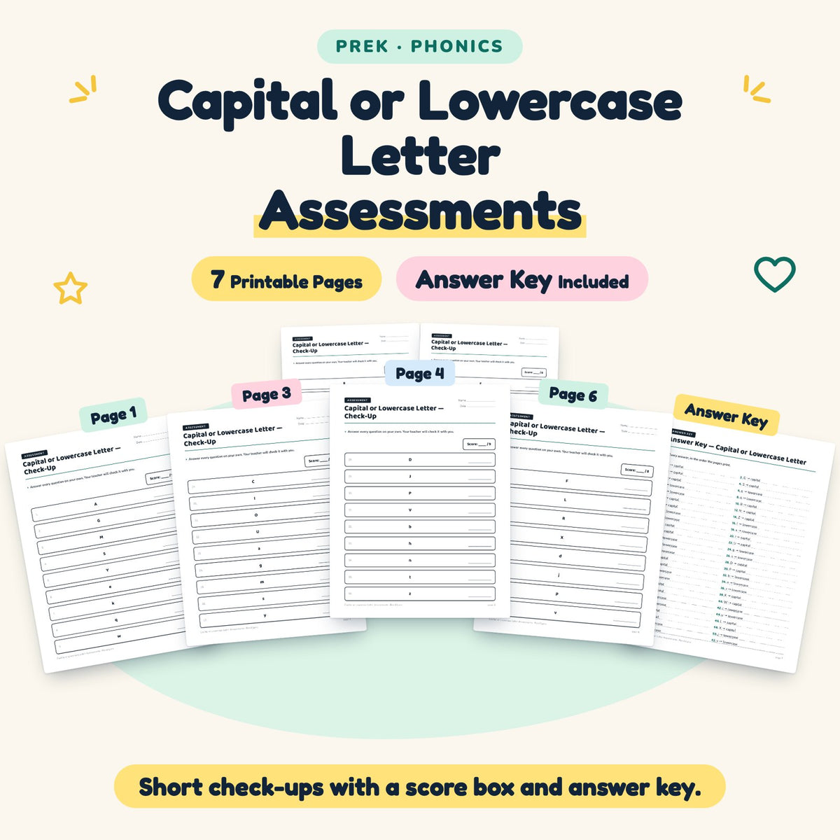 Capital or Lowercase Letter Assessments | Preschool Phonics — cover