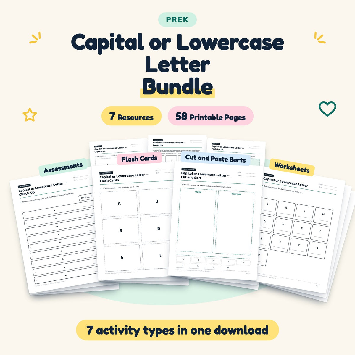 Capital or Lowercase Letter Bundle | Preschool (7 Resources) — cover