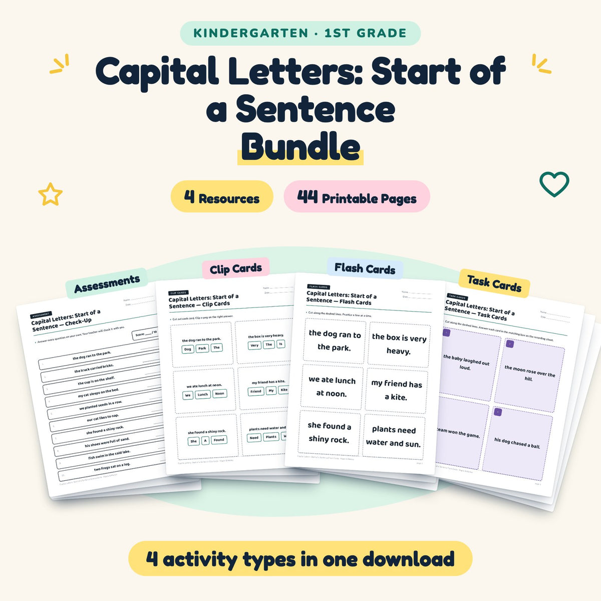 Capital Letters Bundle | K–1st Grade (4 Resources, 25 Pages) — cover