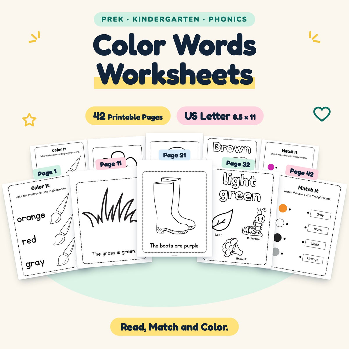 Color Words Worksheets — cover
