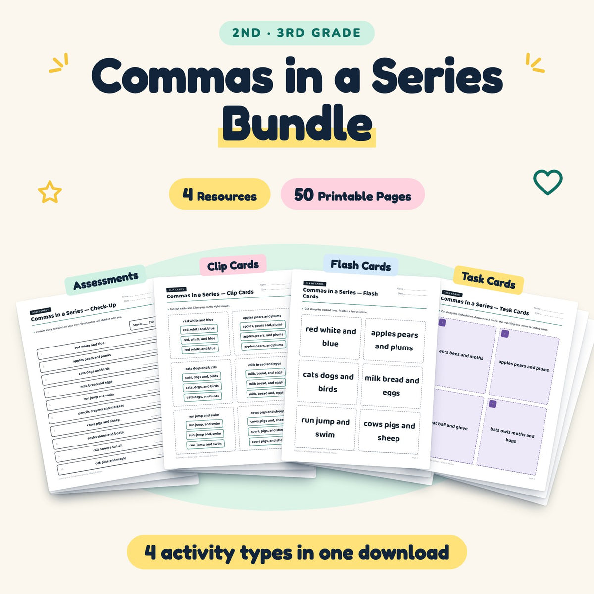 Commas in a Series Bundle | 2nd–3rd Grade (4 Resources) — cover