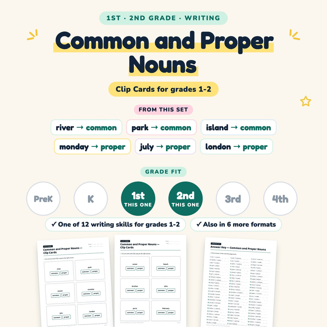 Common and Proper Nouns: skill and grade fit