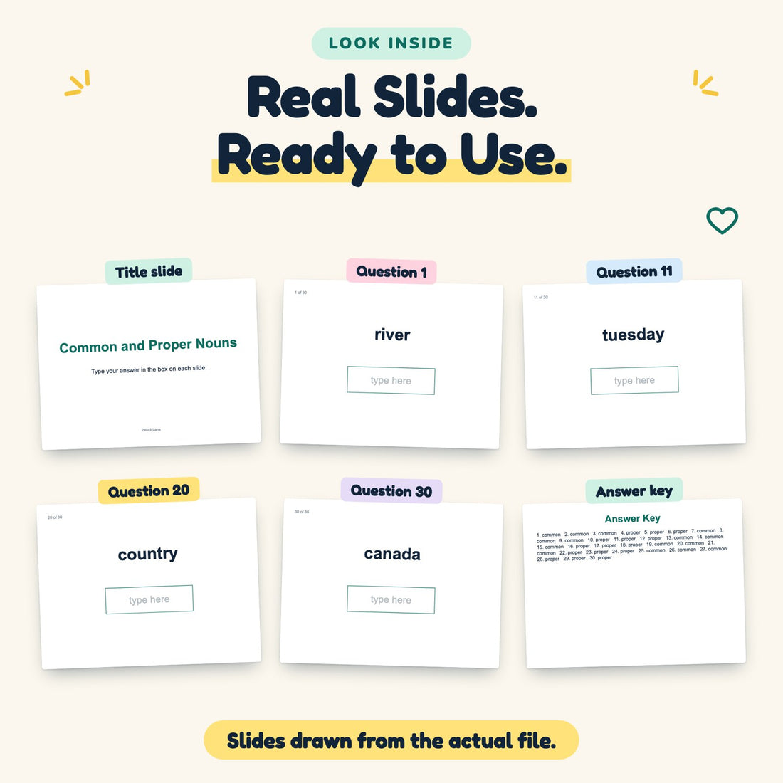 Common and Proper Nouns digital deck: look inside