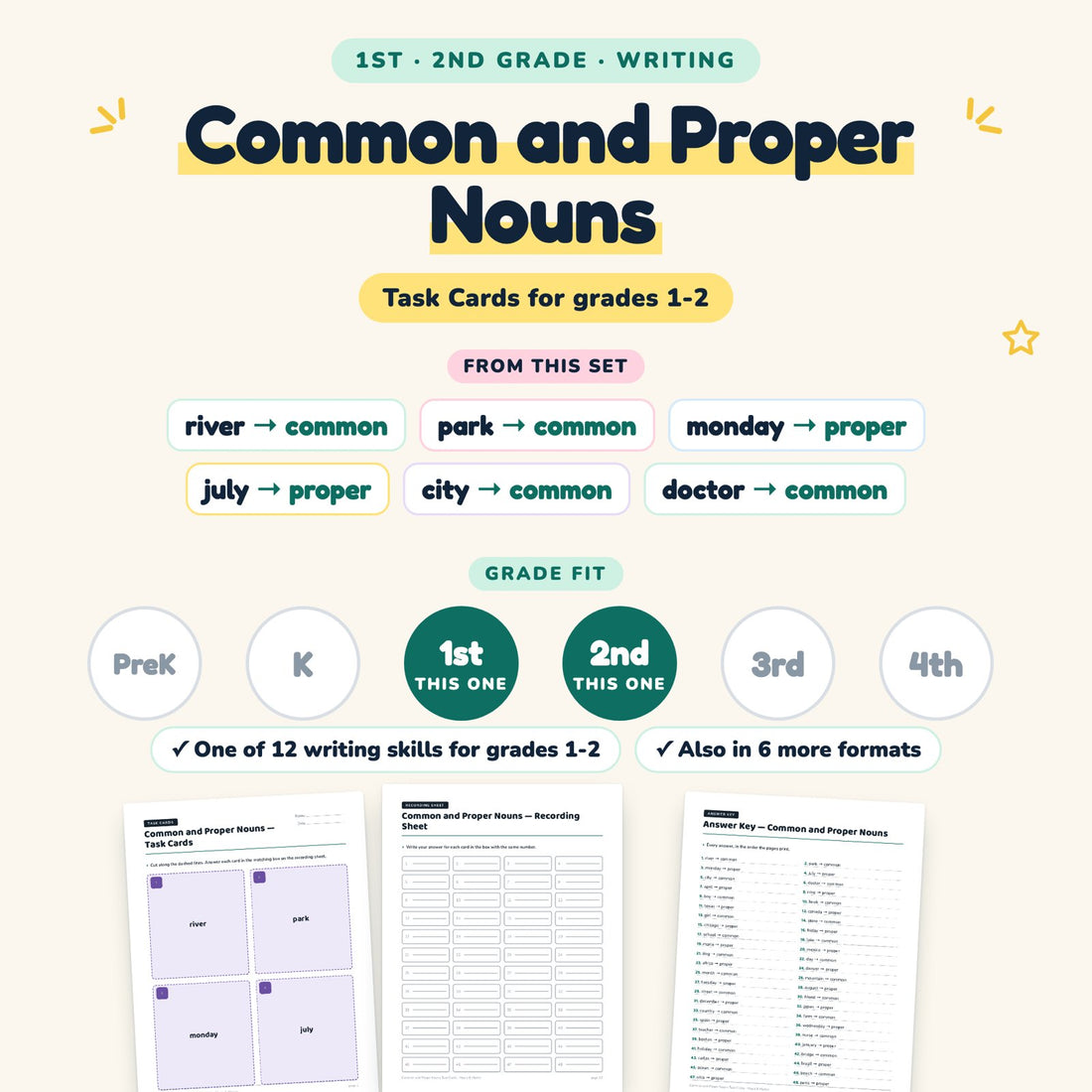Common and Proper Nouns: skill and grade fit