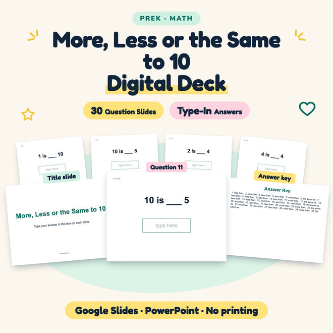 More, Less or the Same to 10 Digital Activity | Preschool — cover