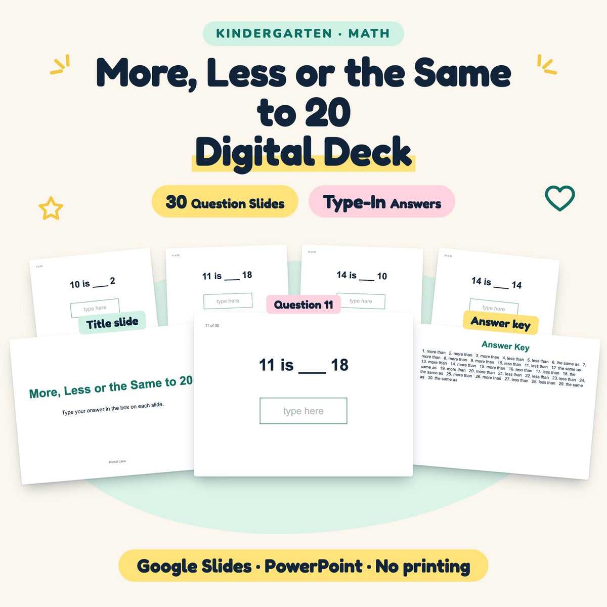 More, Less or the Same to 20 Digital Activity | Kindergarten — cover