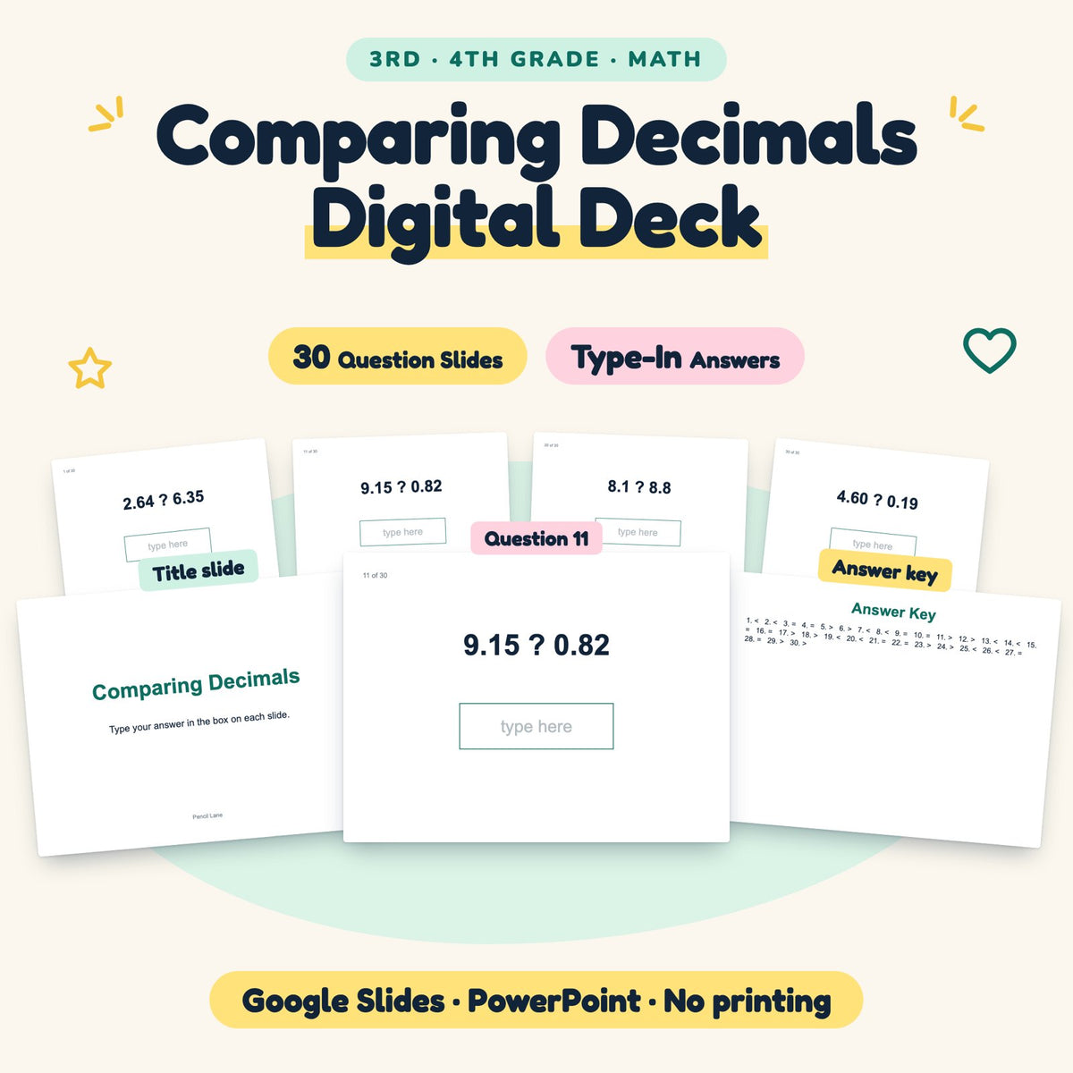 Comparing Decimals Digital Activity | 3rd–4th Grade — cover