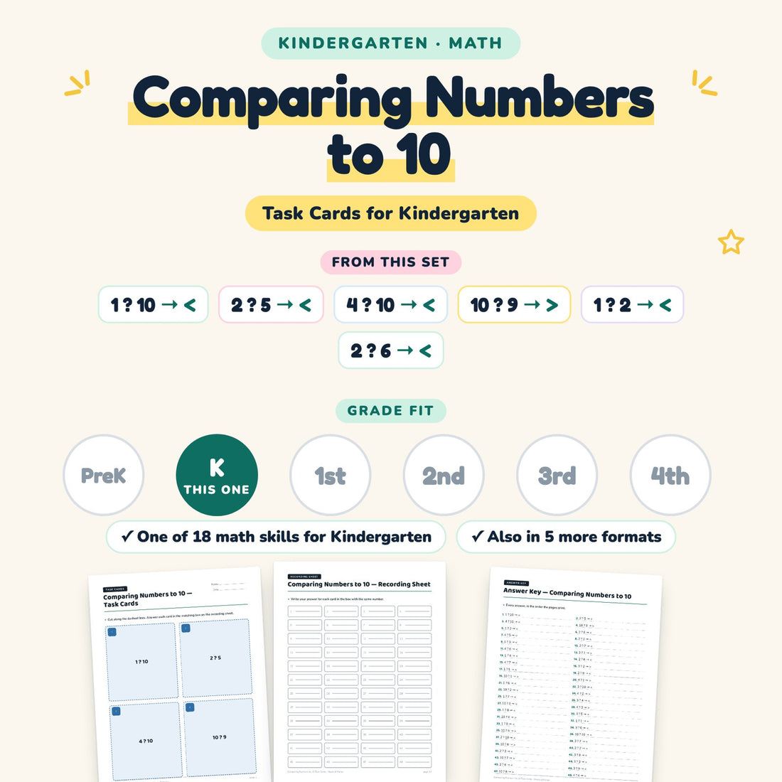 Comparing Numbers to 10: skill and grade fit