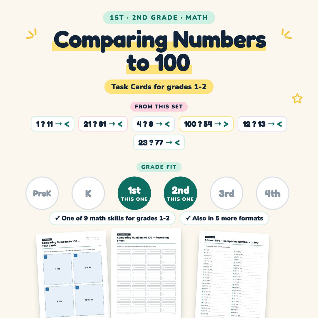 Comparing Numbers to 100: skill and grade fit