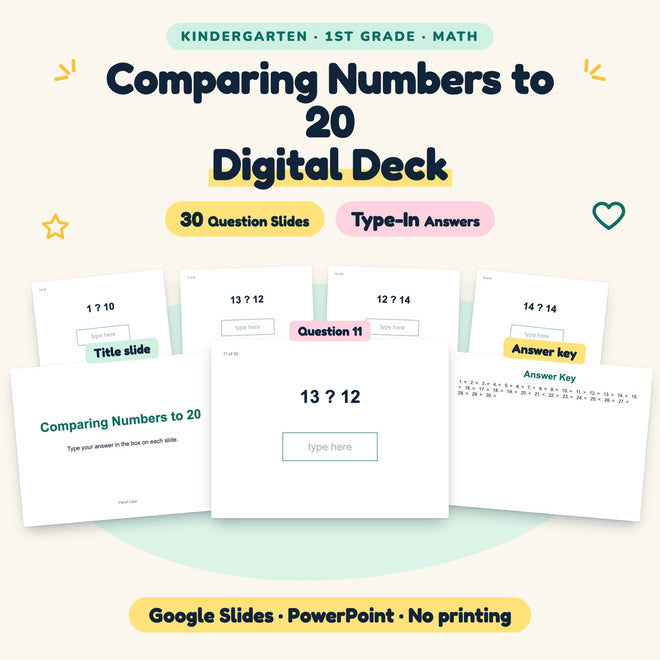 Comparing Numbers to 20 Digital Activity | K–1st Grade — cover