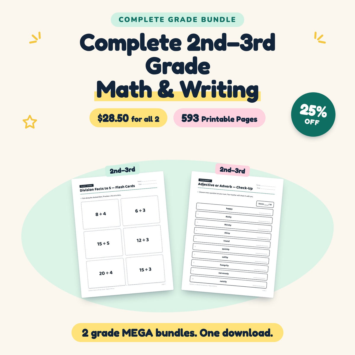 Complete 2nd–3rd Grade Bundle | Math & Writing MEGAs — cover