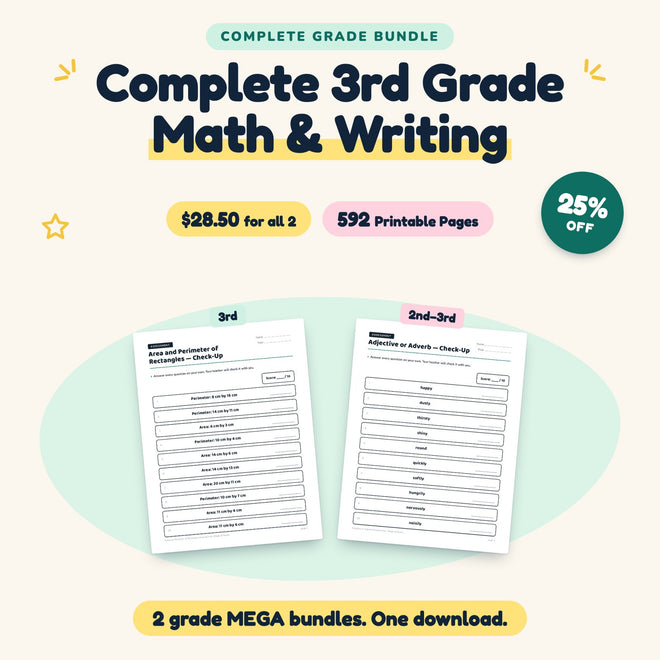 Complete 3rd Grade Bundle | Math & Writing MEGAs — cover