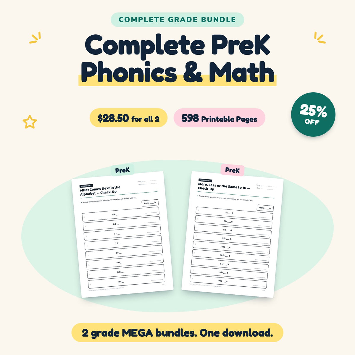 Complete PreK Bundle | Phonics & Math MEGAs — cover
