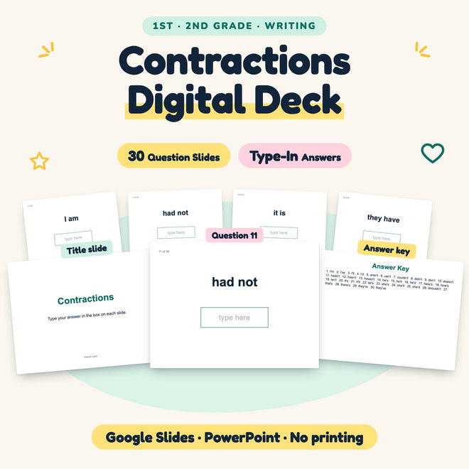 Contractions Digital Activity | Google Slides, 1st–2nd Grade — cover