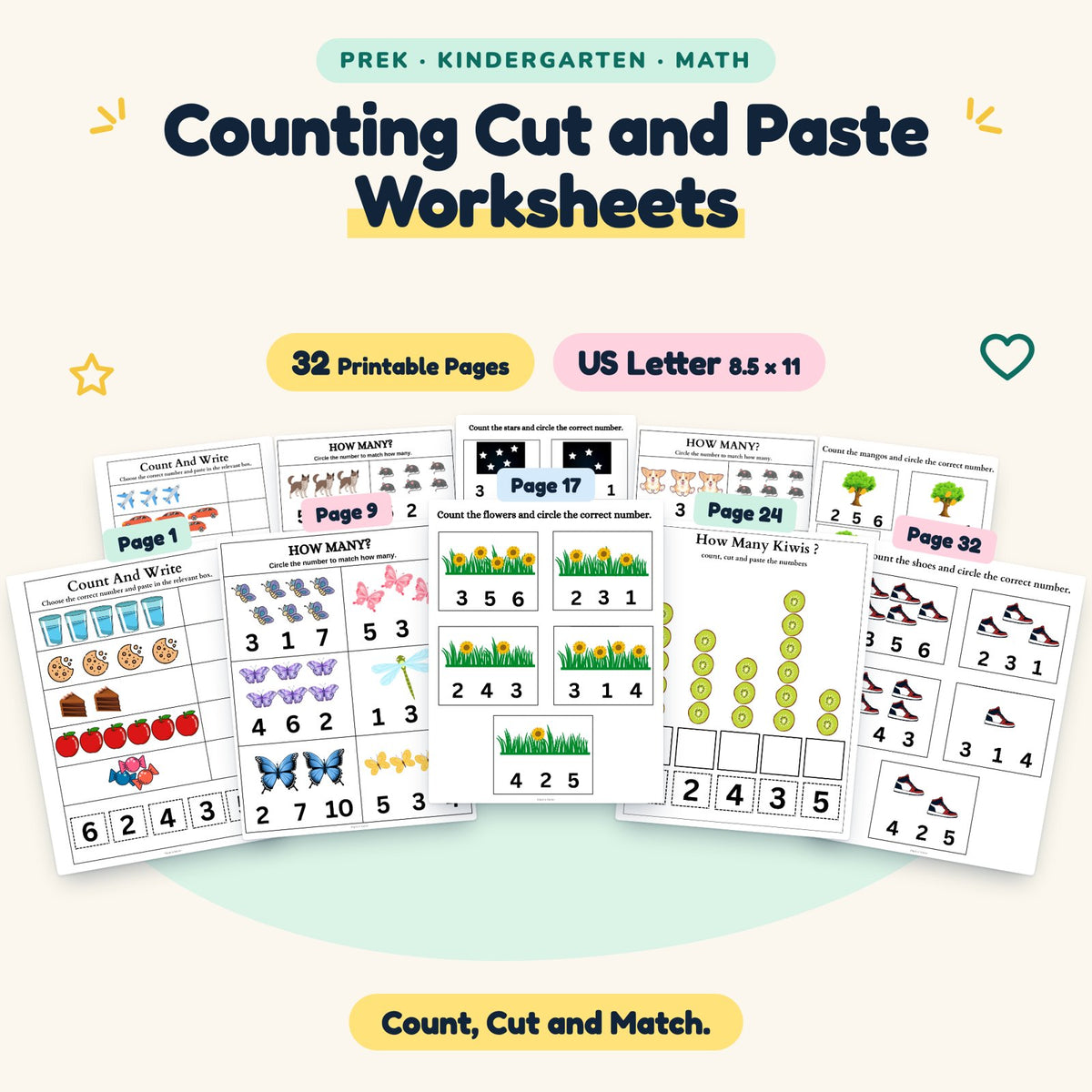 Counting Cut and Paste Worksheets — cover
